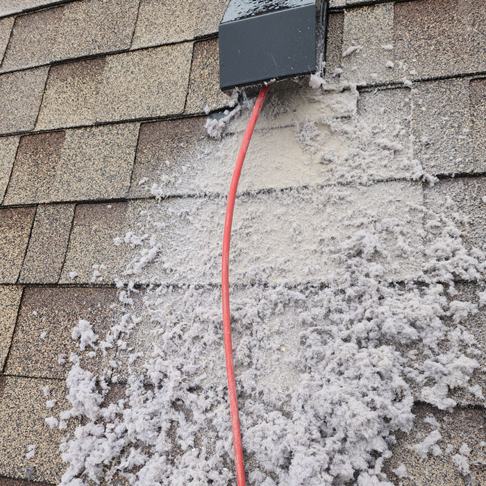lint all over shingles after a dryer vent cleaning in Anitoch, IL