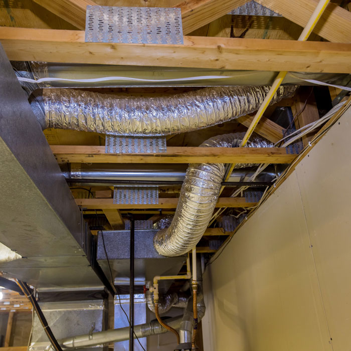 view of ceiling with new air vent system